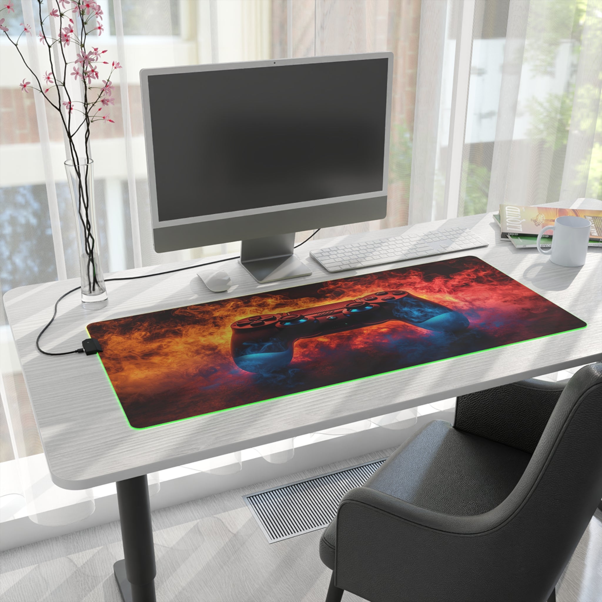Vibrant Controller Design with LED Gaming Mouse Pad