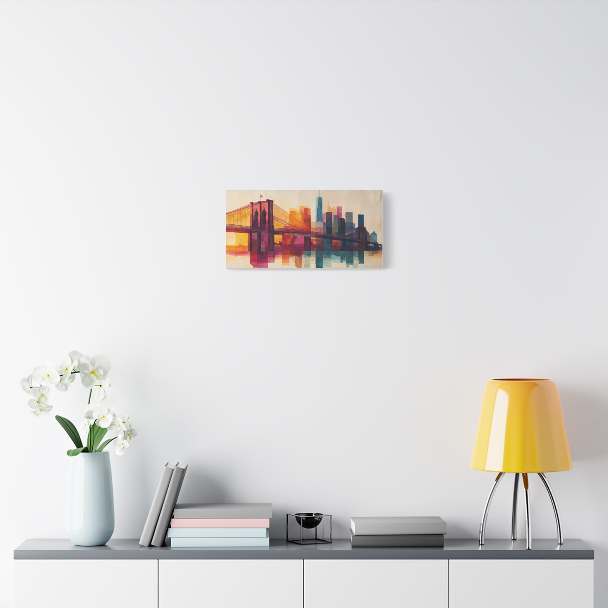 Vibrant Cityscape Canvas Art | Brooklyn Bridge Wall Decor.