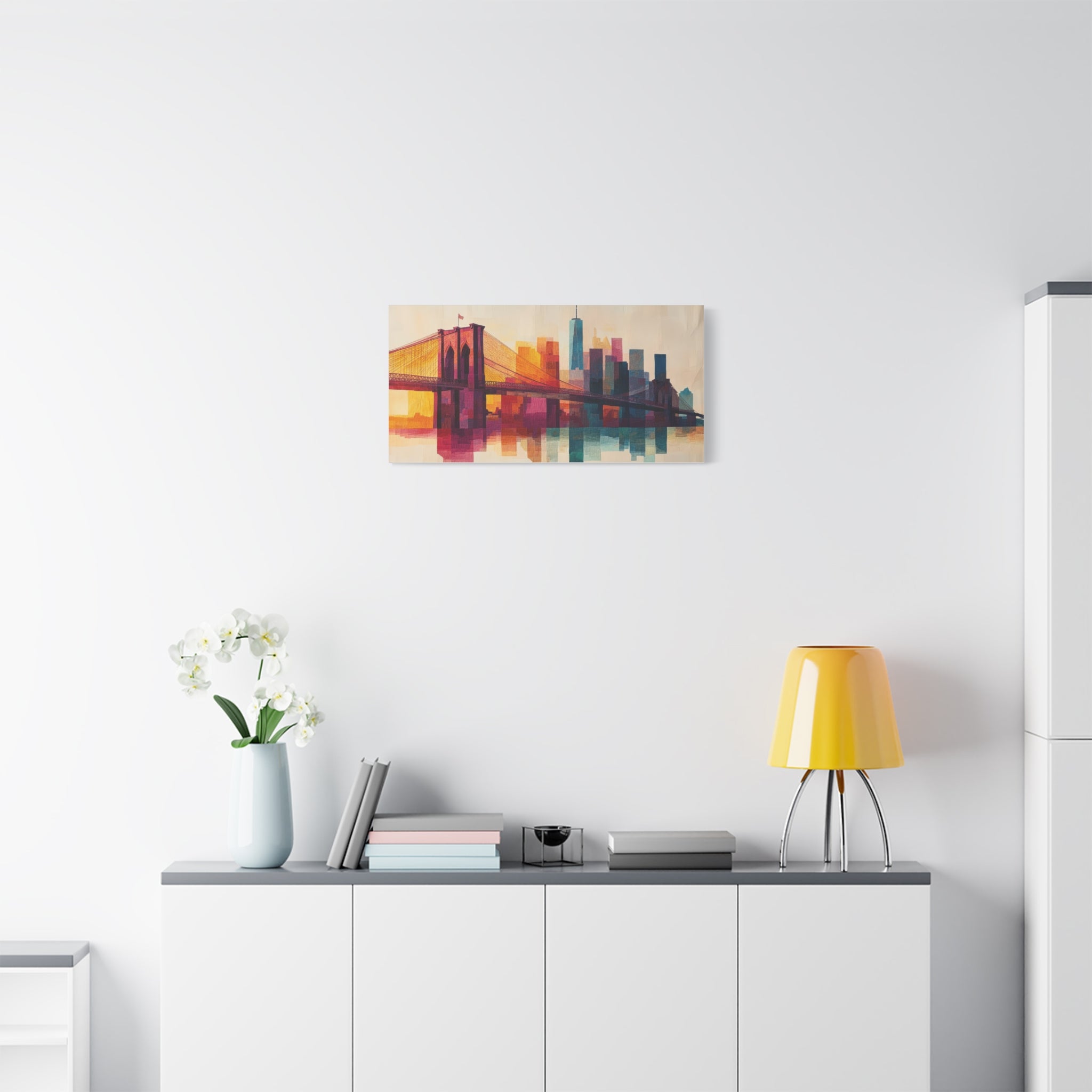 Vibrant Cityscape Canvas Art | Brooklyn Bridge Wall Decor.