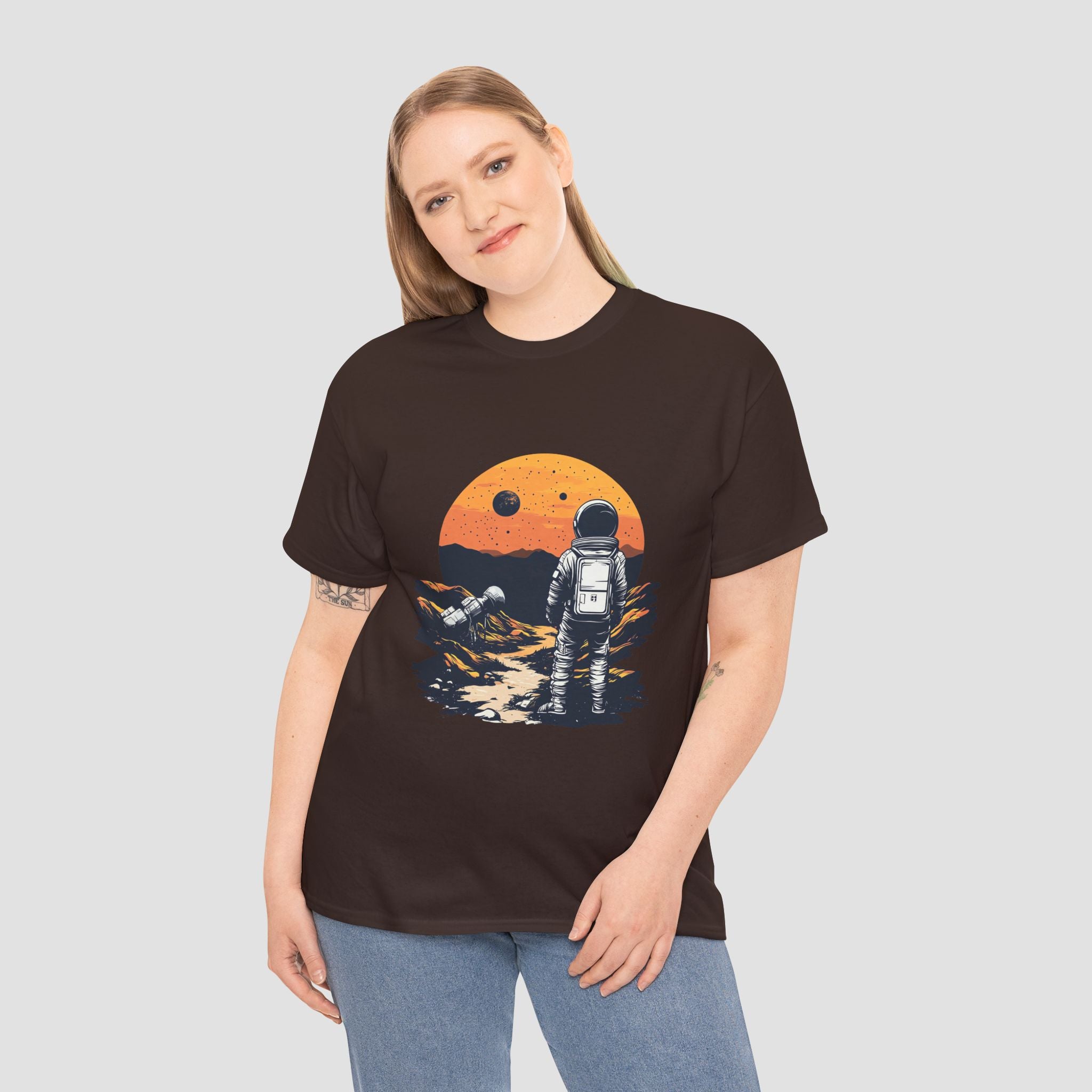 Astronaut Sunset Tee - Unisex Heavy Cotton Tee.