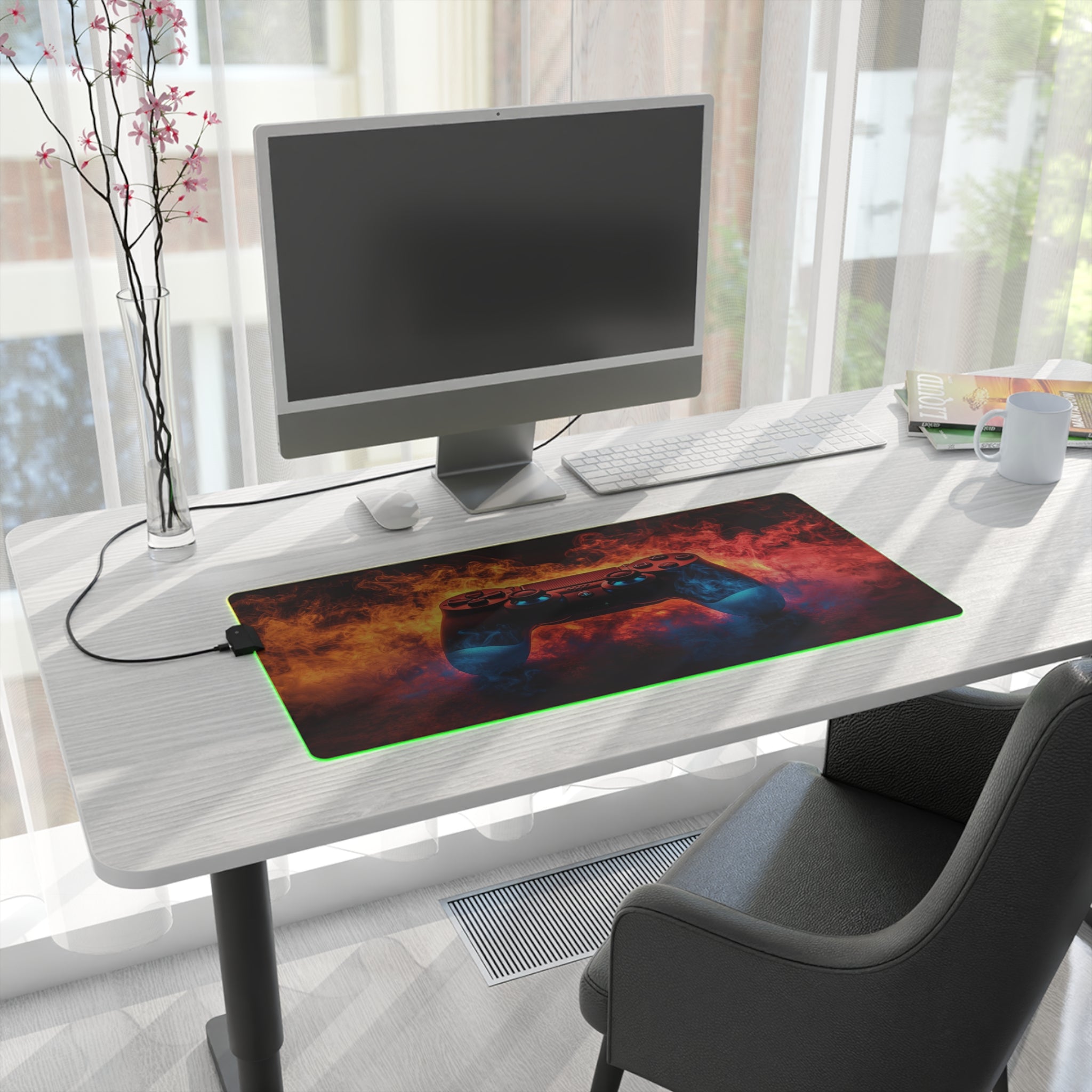 Vibrant Controller Design with LED Gaming Mouse Pad