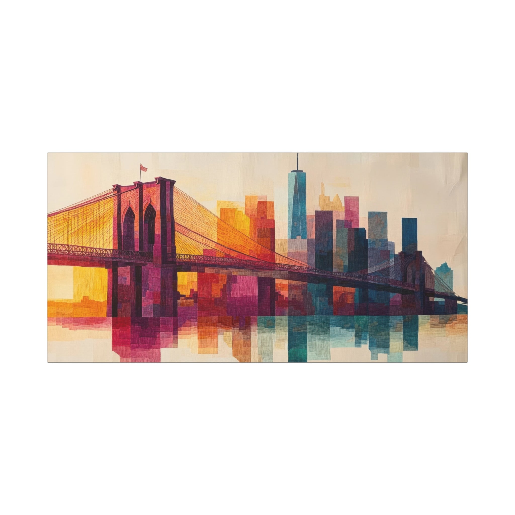 Vibrant Cityscape Canvas Art | Brooklyn Bridge Wall Decor.