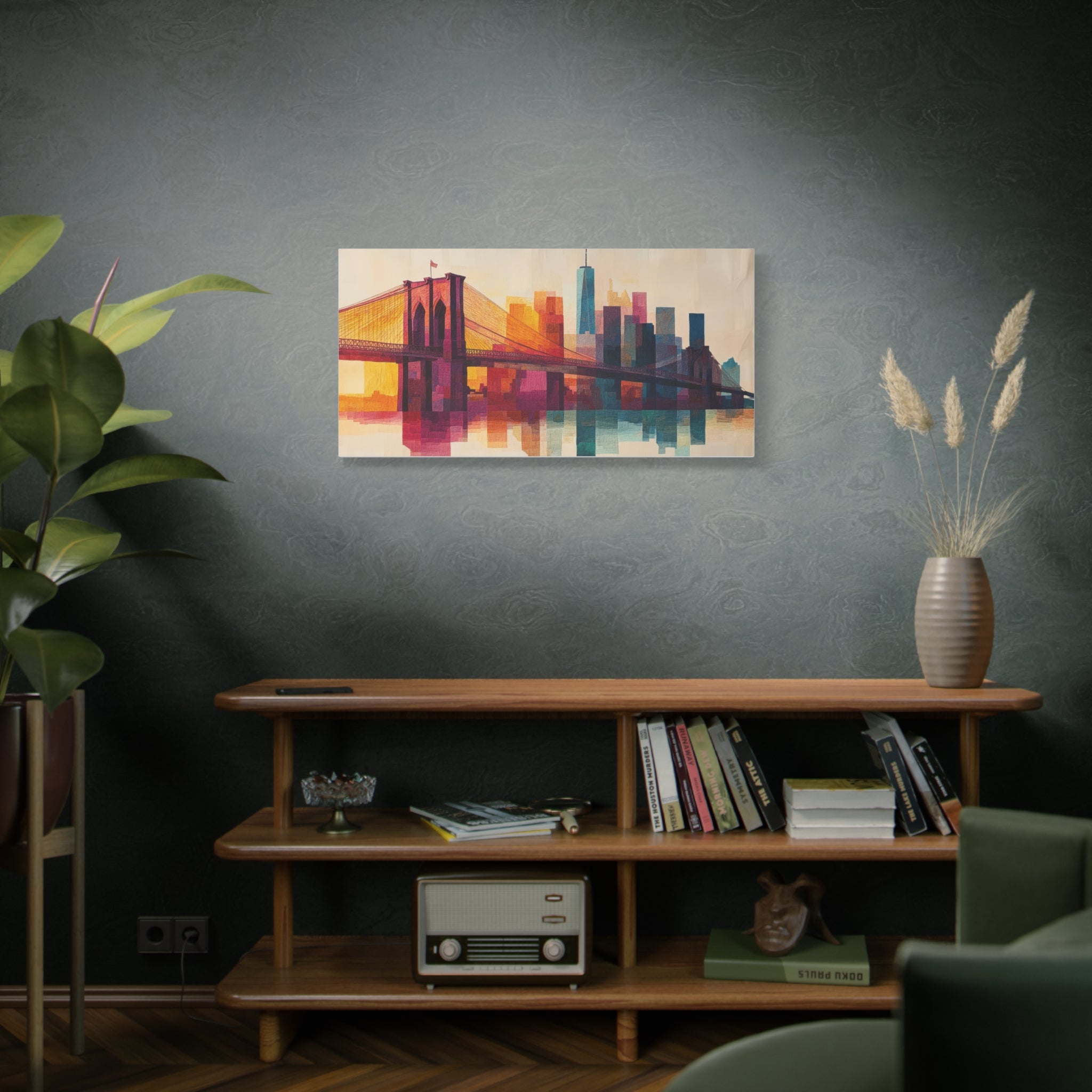 Vibrant Cityscape Canvas Art | Brooklyn Bridge Wall Decor.
