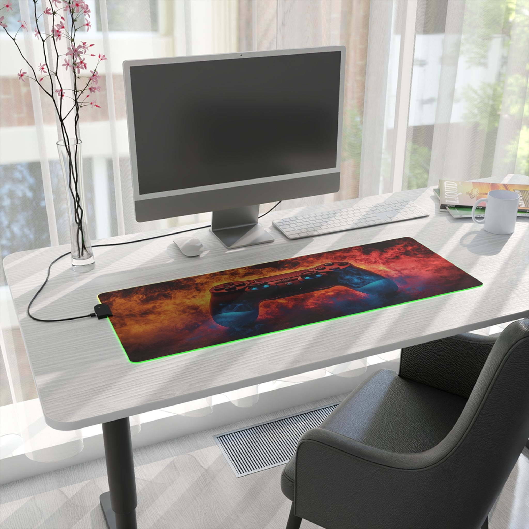 Vibrant Controller Design with LED Gaming Mouse Pad