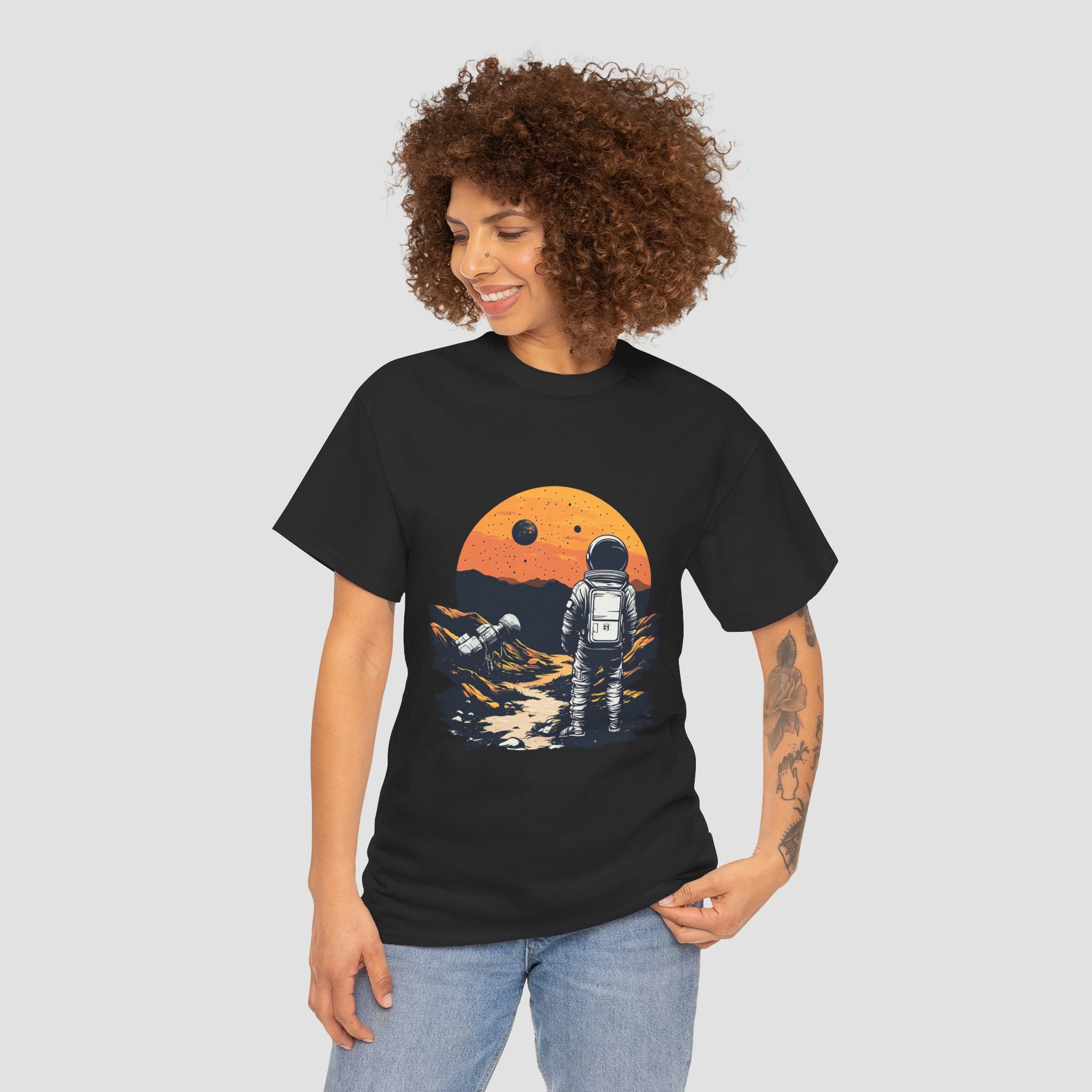 Astronaut Sunset Tee - Unisex Heavy Cotton Tee.