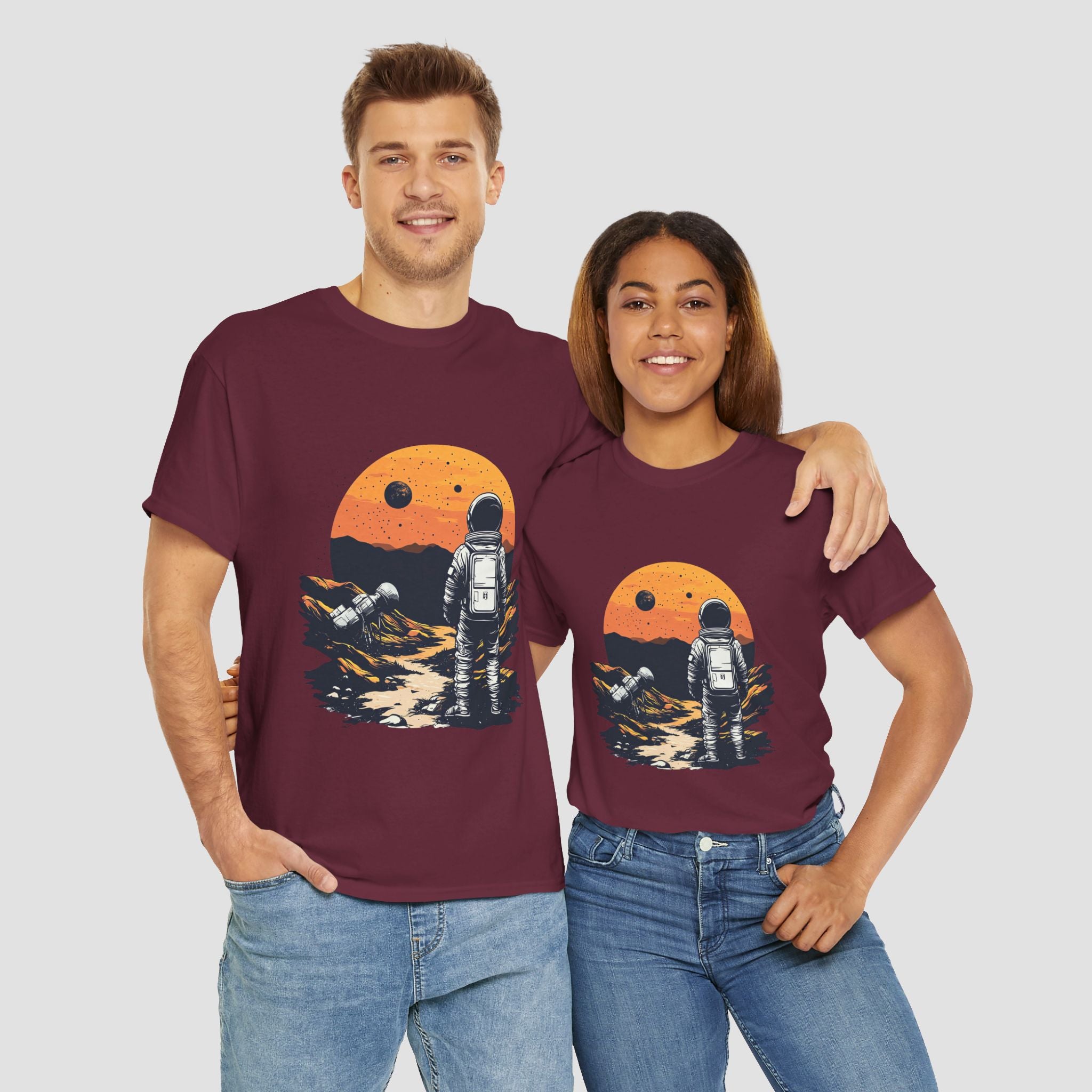 Astronaut Sunset Tee - Unisex Heavy Cotton Tee.