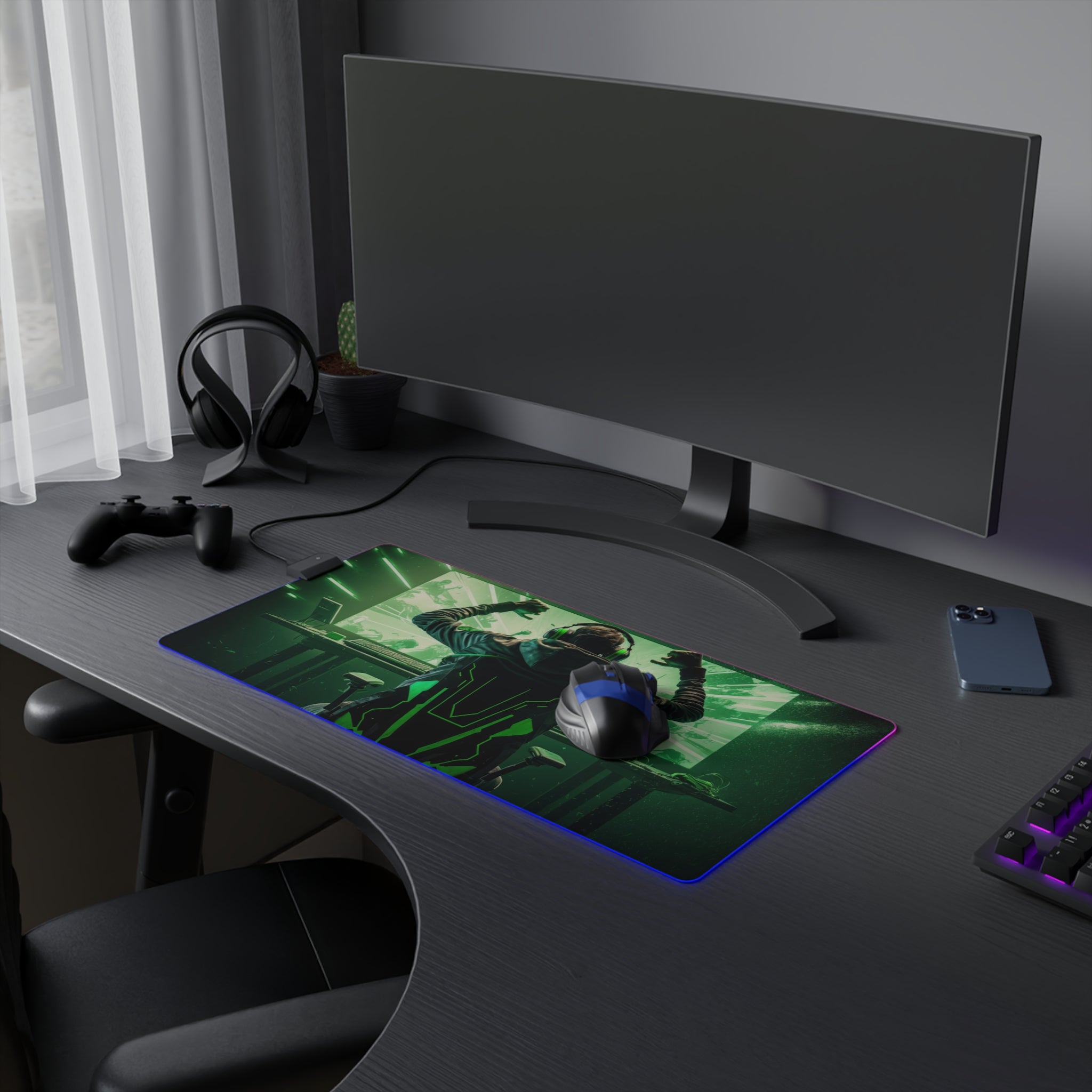 Backlit Desk Mat for Gaming - LED Gamer Mouse Pad