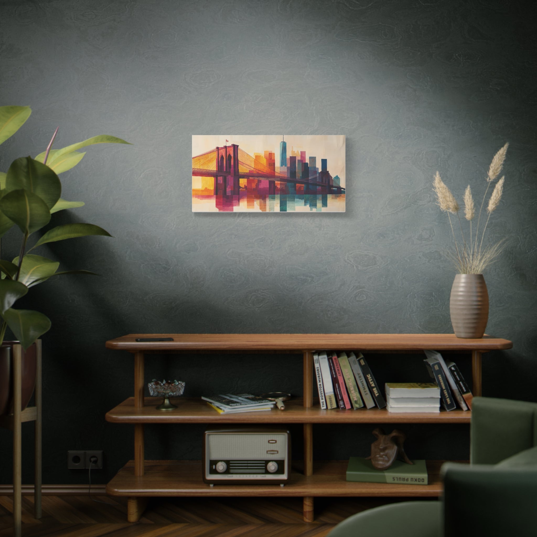 Vibrant Cityscape Canvas Art | Brooklyn Bridge Wall Decor.